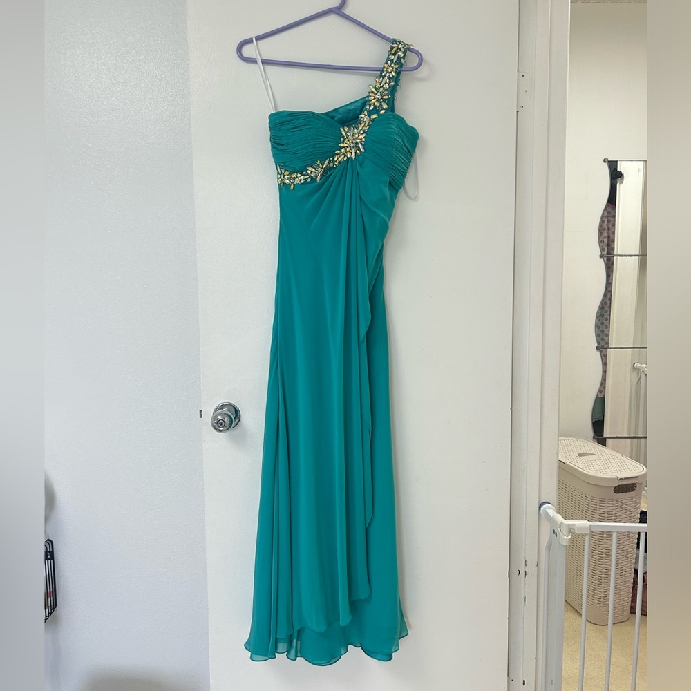 Teal prom dress